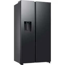 SAMSUNG Side-by-Side "RS70F65KDF", Energieeffizienz: D (A-G), silber (schwarz steel), Display innen, Kühlschränke