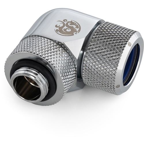 BitsPower Advanced Adapter 90 Grad G1/4 Zoll AG auf 14mm AD Hardtube - drehbar, silber