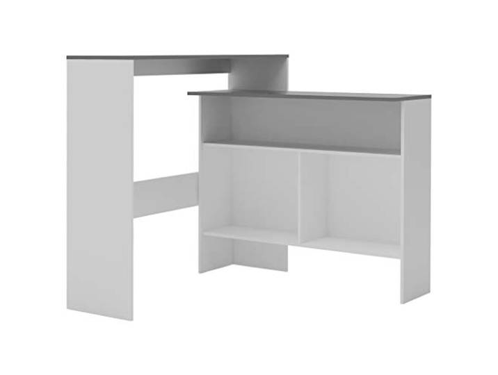 KGHERMDF Bartisch Holzwerkstoff Weiß Grau 130x40x120 cm Robust, Langlebig, Leicht zu Reinigen, Einfache Montage, für Esszimmer und Wohnraum