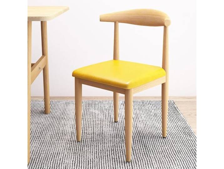 FCZVWPR Küchen-Esszimmerstuhl, Stuhl Mit Metallgestell Mit Holzmaserung Bequemer Veranstaltungsstuhl, Verbreitert Die Basis, For Esszimmer, Café, Restaurant(Yellow)