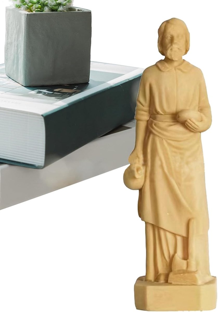 Kleurrijk religieus beeldje Sint Jozef voor huisdecoratie, H 8 x B 3 cm