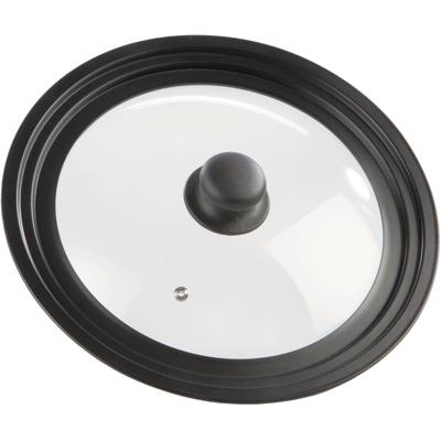 Universaldeckel GSW, schwarz (transparent, schwarz), Ø:28cm, Glas, Stahl, Deckel, hitzebeständiges Glas, passend für Pfannen und Töpfe Ø 24 - 28 cm