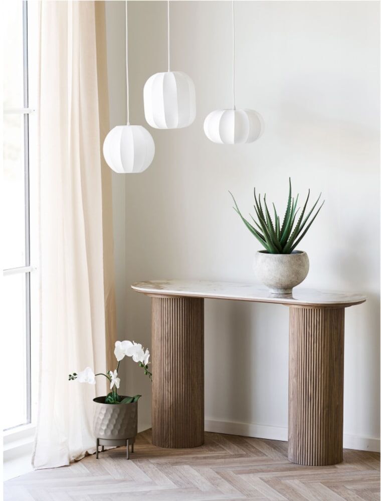 Moloo Console en céramique et décor bois 120 cm Beige 40x78x120cm