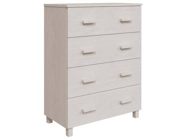 Fisinber Kommode Massivholz Kiefer Sideboard Weiß 79x40x103,5 cm Vielseitiger Schrank mit 4 Schubladen für Wohnzimmer und Schlafzimmer, bietet ordentlichen Stauraum im zeitlosen Design.