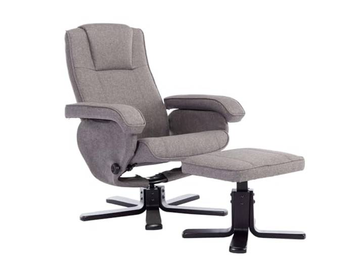 SVITA Charles Relaxsessel Hocker Sessel Fernsehsessel Drehsessel Polyester Holz Grau