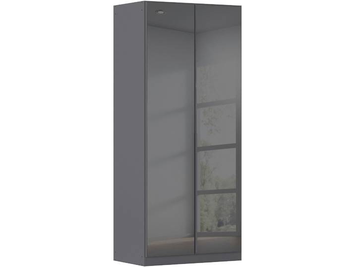 Drehtürenschrank, Holzwerkstoff, Grau, 91×229×54 cm, Glasfront, Modern, Rauch