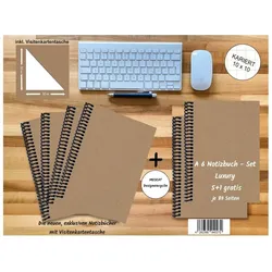 E & Z, Heft + Block, A 6 Notizbuch - Set, 4+2 gratis, Luxury (A6, Blanko, Kariert)