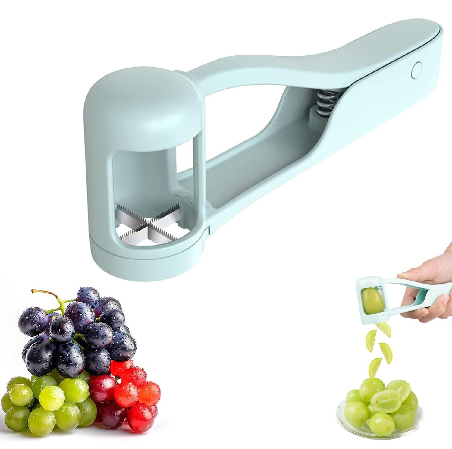 Dripio RVS druivenklipper en fruitsnijder, lichtblauw