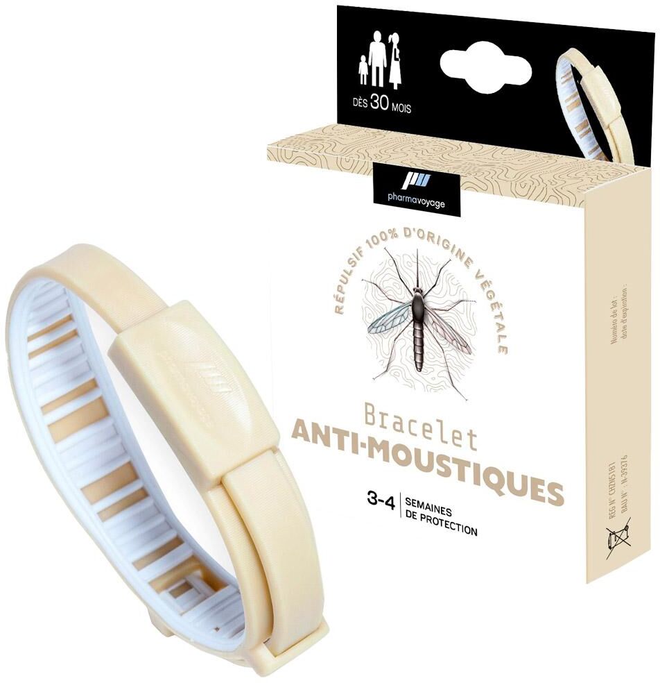 Pharmavoyage  - Bracelet Anti-Moustique Beige - Répulsif Insectes