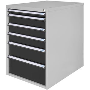 ADB Schubladenschrank 51516, aus Metall, 6 Schübe, anthrazit / lichtgrau (B/H/T) 53x80x70cm