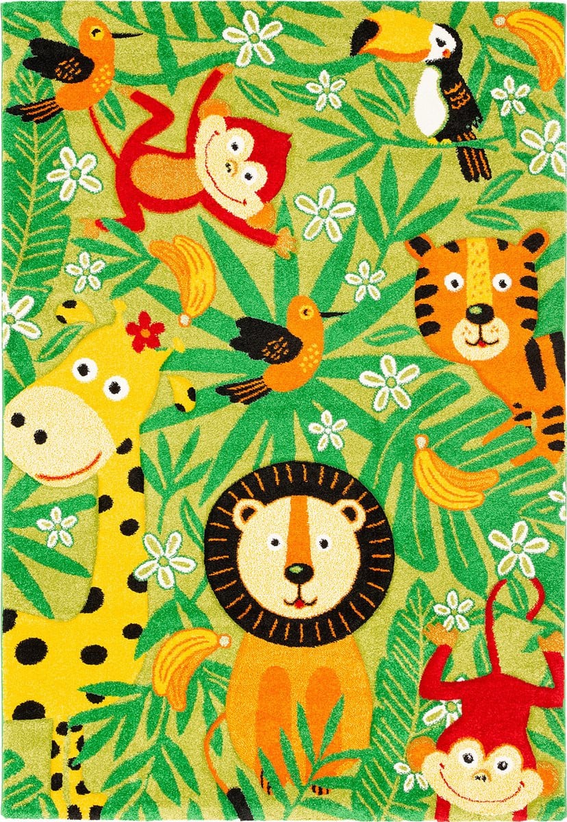 Pergamon Vloerkleed Maui Kids Safari Groen Polypropyleen