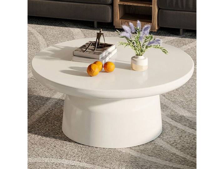 Table basse ronde design moderne Ø80 cm table de salon blanche minimaliste pied central mobilier séjour tendance