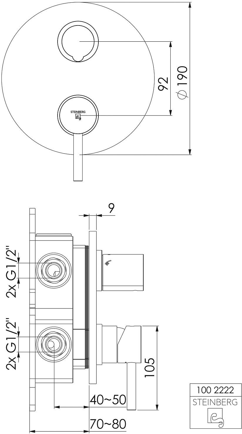 Steinberg Serie 100 Fertigmontageset Wannen/Brause-Einhebelmischbatterien, Badarmaturen, 100 2222, chrom - chrom