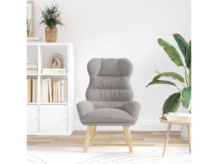 WHOPBXGAD Sherpa Stoff Modern Minimalistisch Hellgrau 69 x 74 x 93 cm Sessel Hellgrau 69 x 74 x 93 cm Sherpa-Stoff Relaxsessel mit Massivholzbeinen Flauschiger Polstersessel für Wohnzimmer