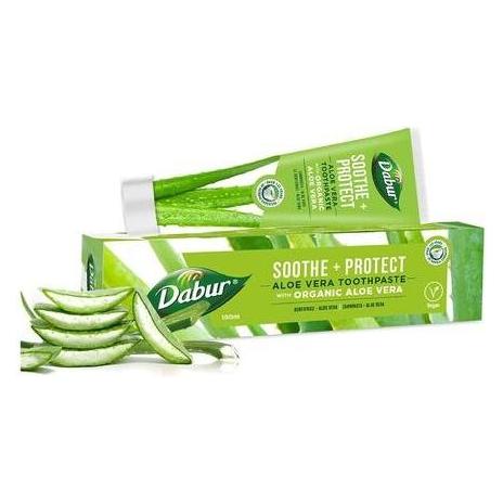 Dabur Aloe Vera Bio-Zahnpasta 100g - Karies natürlich verhindern mit Kräuterextrakten - Angereichert (47582204)