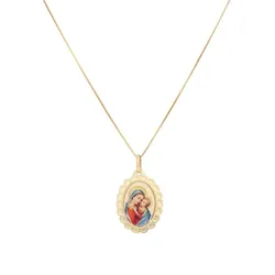 Kette mit Anhänger FIRETTI "Schmuck Geschenk Gold 375 Halsschmuck Halskette Goldkette Venezianer", bunt (gelbgoldfarben, rot, blau), Halsketten, Damen, Gelbgold 375, L: 45, mit Emaille