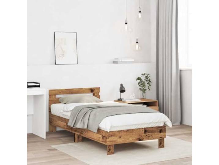 KTHLBRH Bettgestell aus altem Holz, 193 x 95 x 88 cm Kopfteil inklusive, technisches Holz, modernes Design, einfache Reinigung