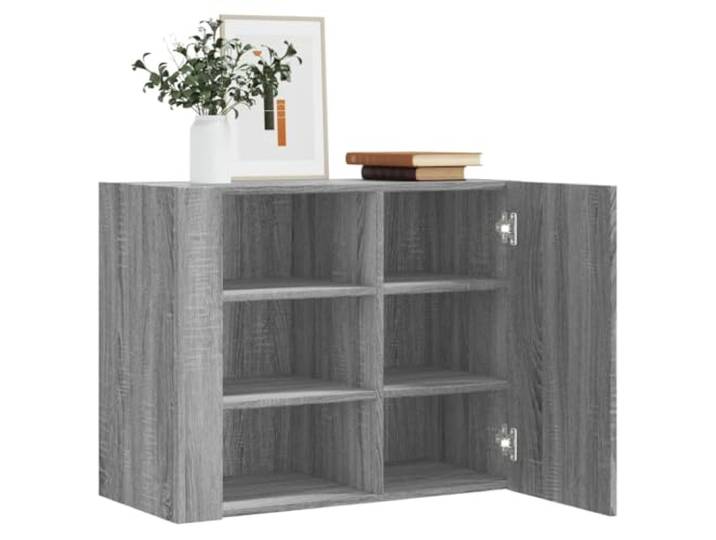 KTHLBRH Wandschrank Grau Sonoma 75 x 35 x 60 cm aus Spanplatte mit sechs Fächern, feuchtigkeitsbeständiges Material und kompaktes Design für Organisation und Aufbewahrung zu Hause