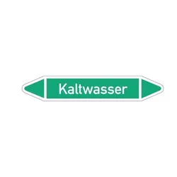 Aufkleber I RKZ-Etikett Kaltwasser, grün/weiß, für Ø 15-25mm, 96x17mm, 8/Bogen