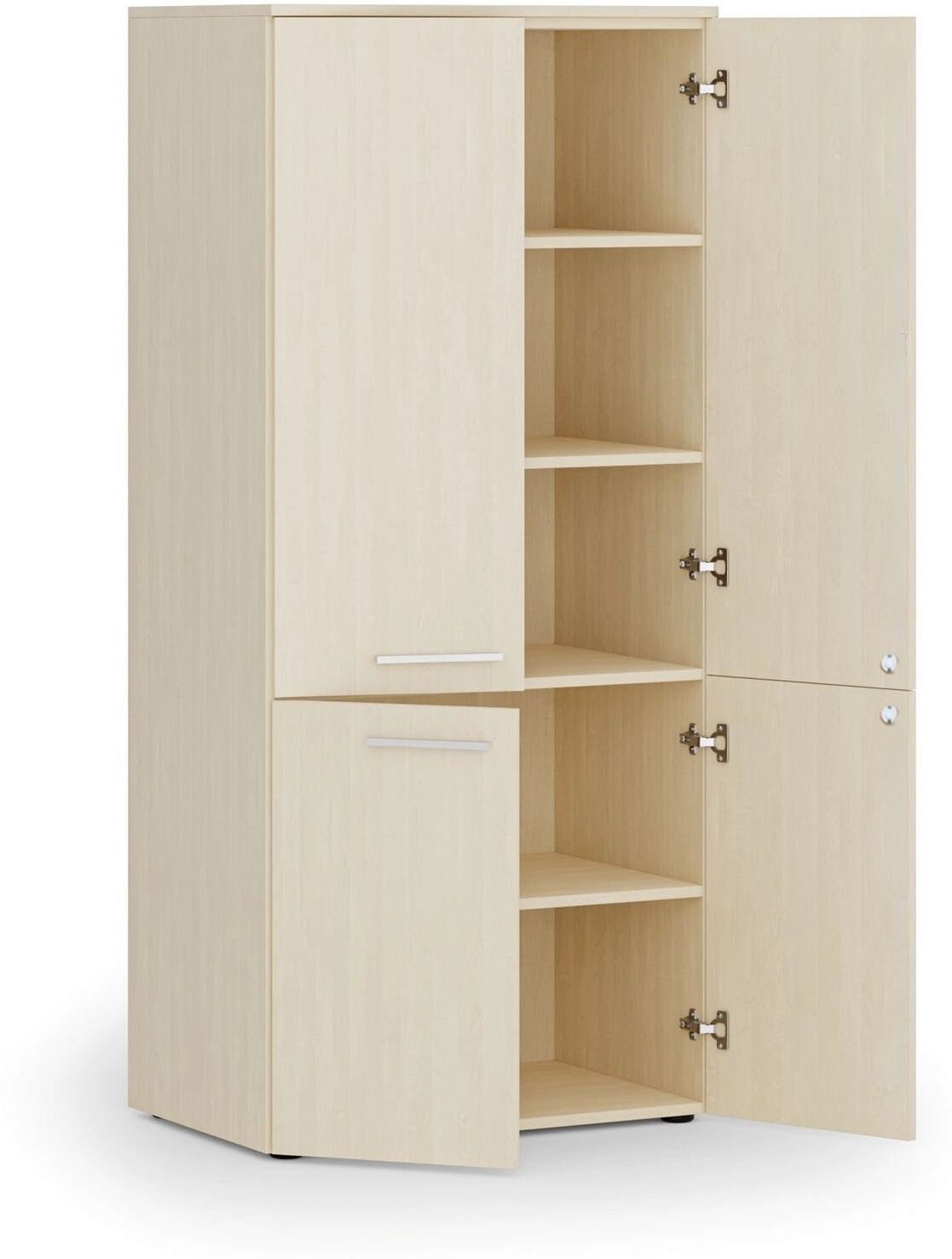 B2B Partner Aktenschrank mit geteilten Türen PRIMO WOOD, 800 x 500 x 1781 mm, Birke
