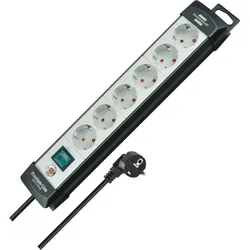 brennenstuhl Premium-Line Steckdosenleiste 6-fach, schwarz/lichtgrau