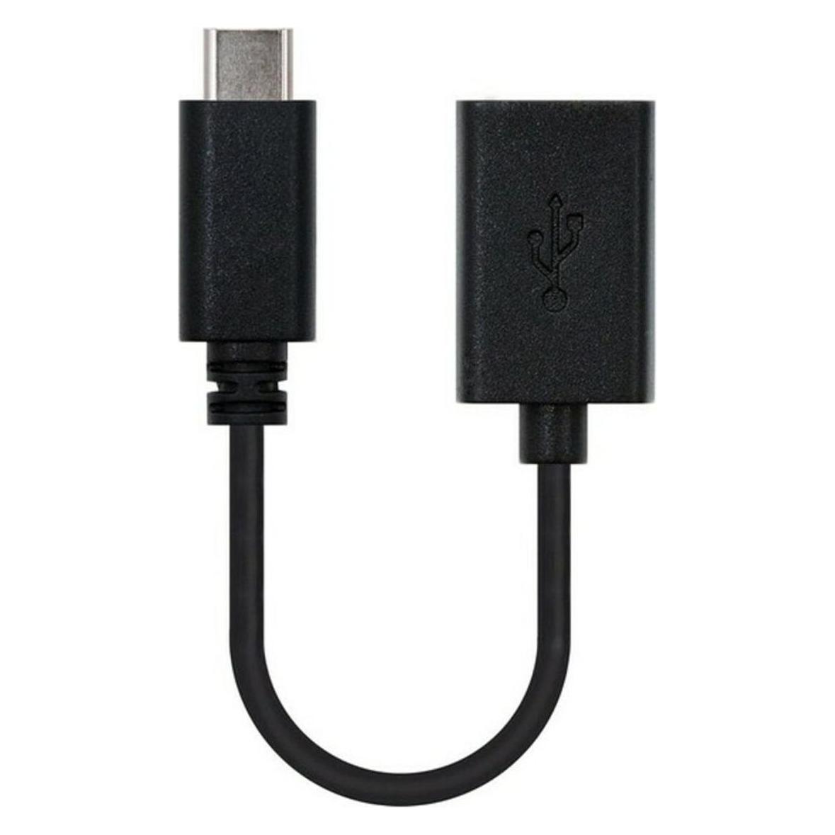 Nanocable cable usb 2.0 3a tipo usb-c a usb m/h 0.15m otg negro 10.01.2400 (0.15 m, USB 2.0) (10.01.2400)