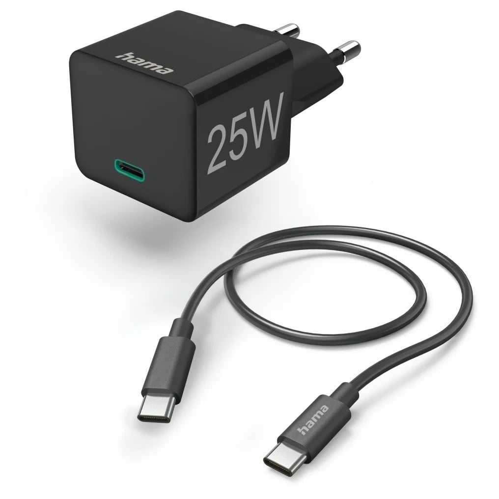 Hama Mini-charger set USB-C 25 Watt PD Oplader Zwart