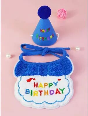 Fusion Finds Pet Birthday Outfit Set With Birthday Bandana & Party Hat For Dogs And Cats navy Blue