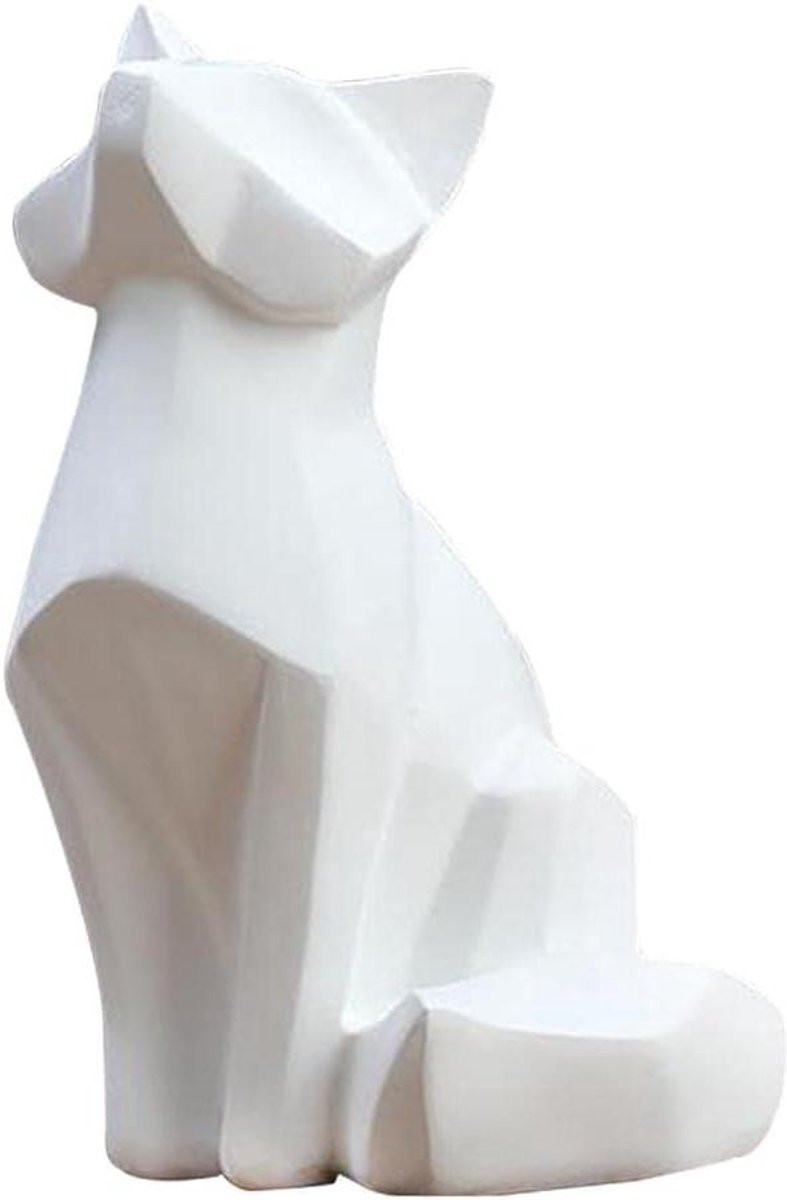 Wit Vos Sculptuur - Handgemaakt Hars Beeldje voor Woondecoratie