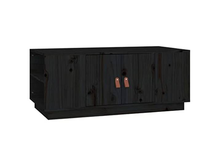 KGFHERENB Couchtisch Massivholz Kiefer Schwarz 100x50x41 cm Moderner Beistelltisch mit Fächern und Ablage für Ihr Wohnzimmer, schafft Stauraum und Stil.
