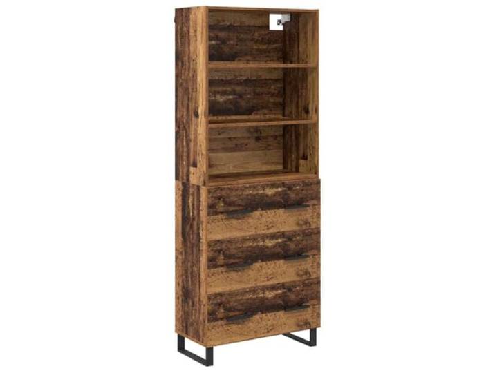 Roanoer Highboard mit Schubladen 2 STK Altholz Optik Holzwerkstoff 180 cm Vielseitiges Standregal in Altholz-Optik für Wohnzimmer und Essbereich mit 3 Schubladen, Regalböden und Metallbeinen.