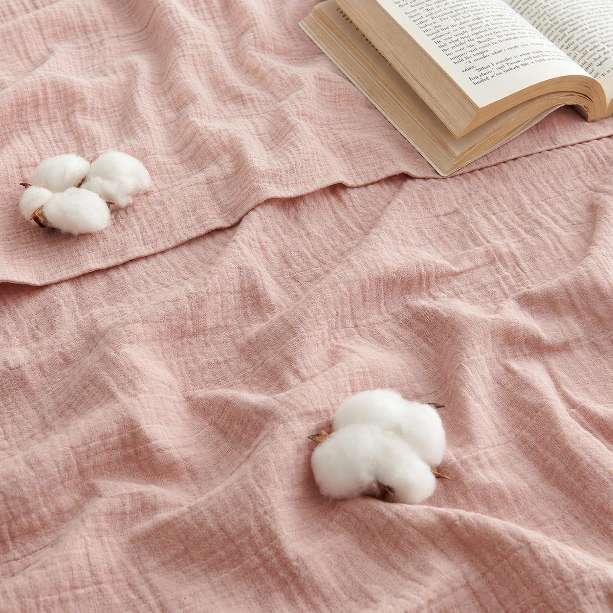 Merkloos Musselin Cuddly Dekbed voor baby's, Roze, 220 x 240 cm, Katoen