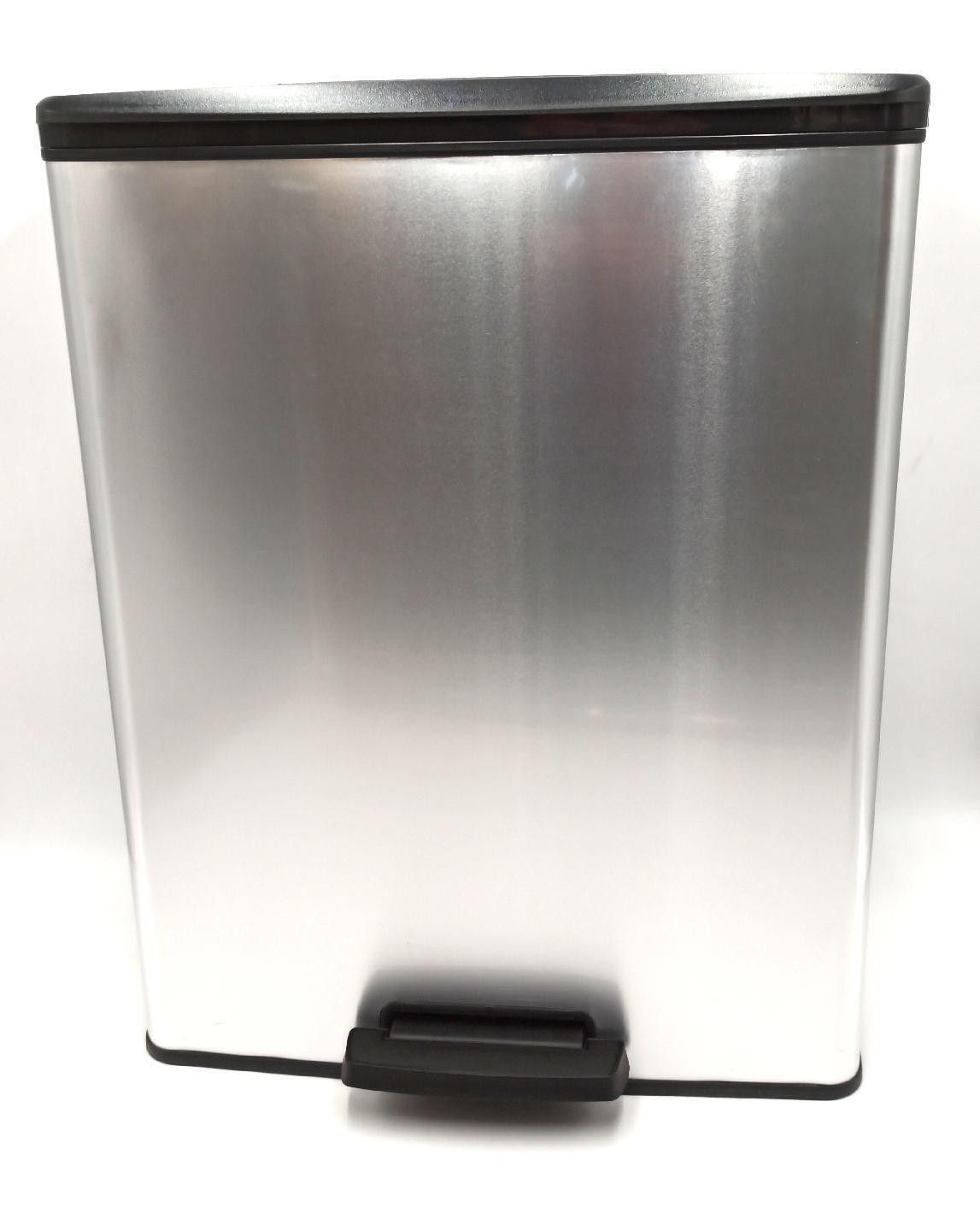 Curver Deco Bin afvalbak, zilverkleurig metallic, 65 liter