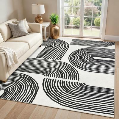 Garvee Curved Line Washable Area Rug