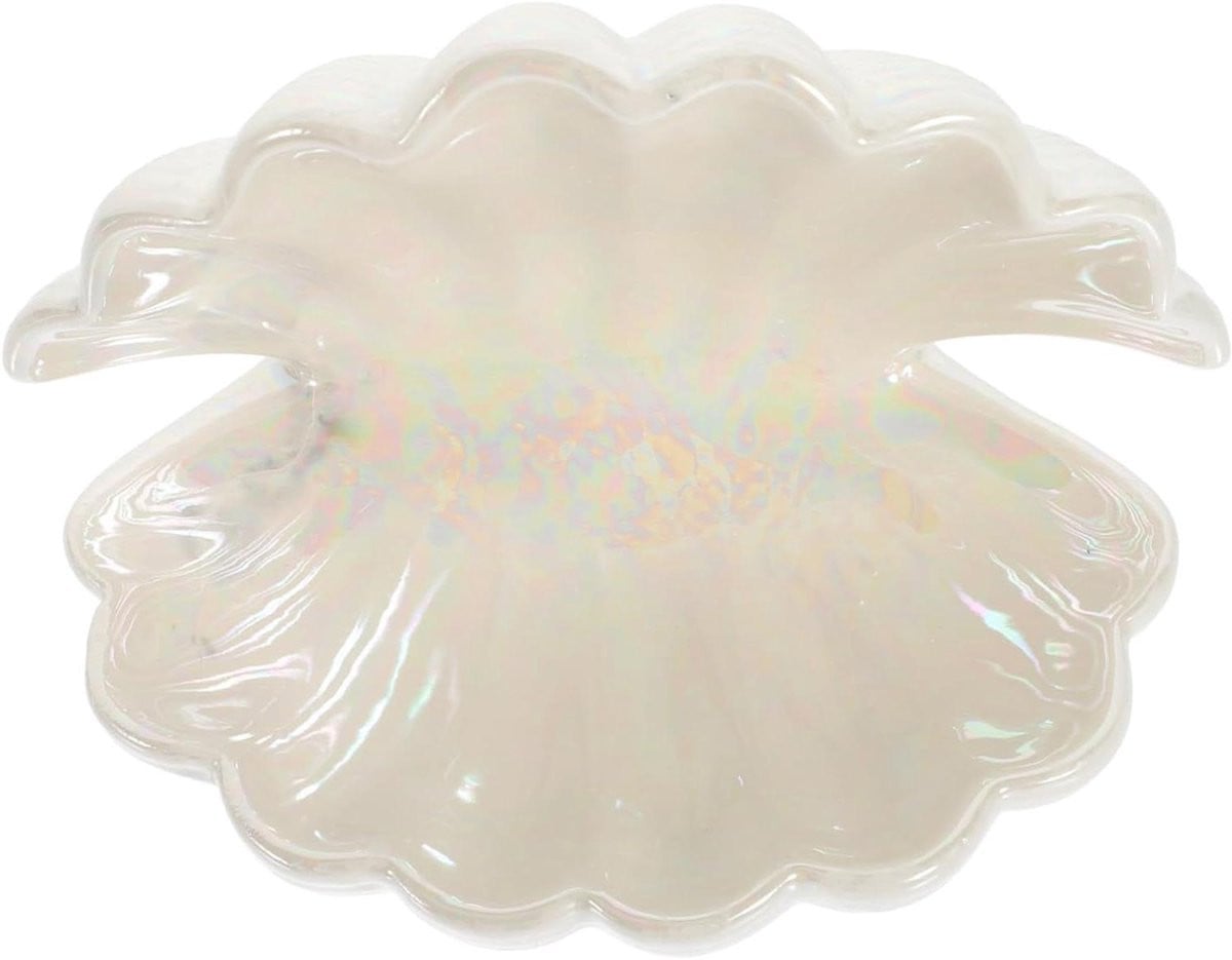 Keramische Schelp Schaal Wit - Sieradenhouder en Decoratieve Opbergschaal - 12,5 cm