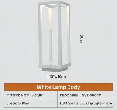 Uplifted Finds Modern LED Rechargeable Table Lamp   Matte Black Metal Column Light   European Design For Restaurant & Bedroom white