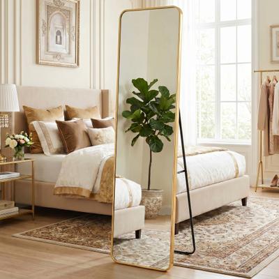 Spiegel OTTO HOME "Standspiegel Addrik, wahlweise in 2 Größen 150x40cm oder 160x50cm", gold (goldfarben), B:40cm H:150cm T:2,7cm, Glas, Spiegel, Ganzkörperspiegel mit Sicherheitsglas, in verschiedenen Farben