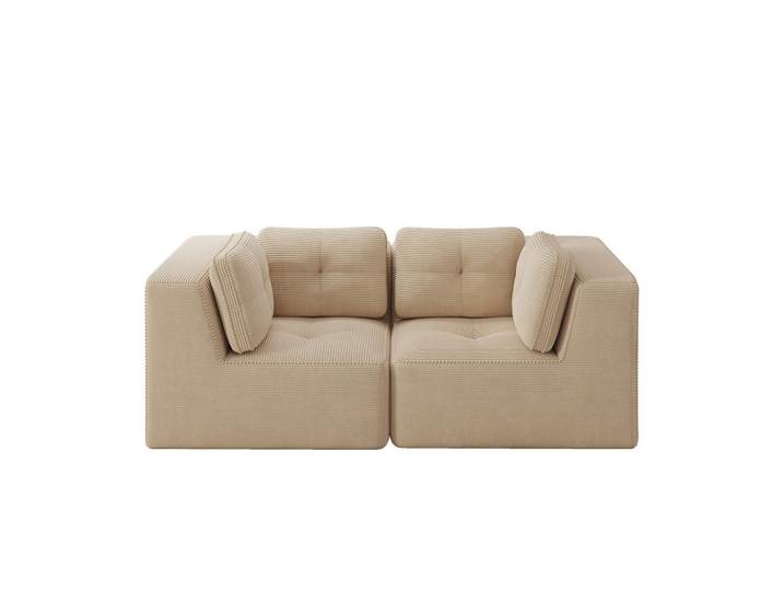 Wishdor 2-Sitzer Sofa Cord Beige mit Moduldesign und rutschfestem Standfuß, Rechteckig, 208x69x104 cm, Wohnzimmer, Sofas & Couches, Sofas, 2-Sitzer Sofas