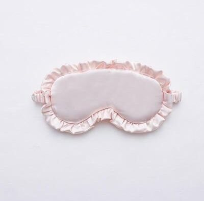 Everyday Crate Silky Ruffle Faux Silk Sleep Mask For Women Light Blocking Soft Breathable Eye Cover flesh Pink