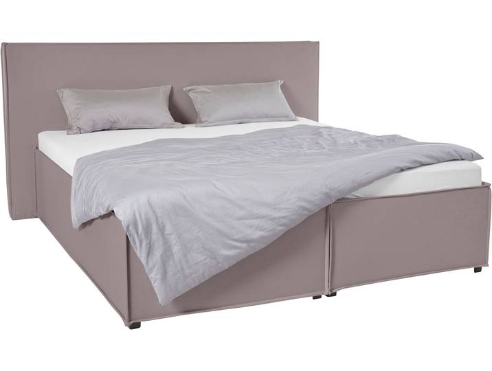 Polsterbett, 100% Polyester, Hellgrau, 213×213 cm, Mit Kopfteil, Modern, LeGer