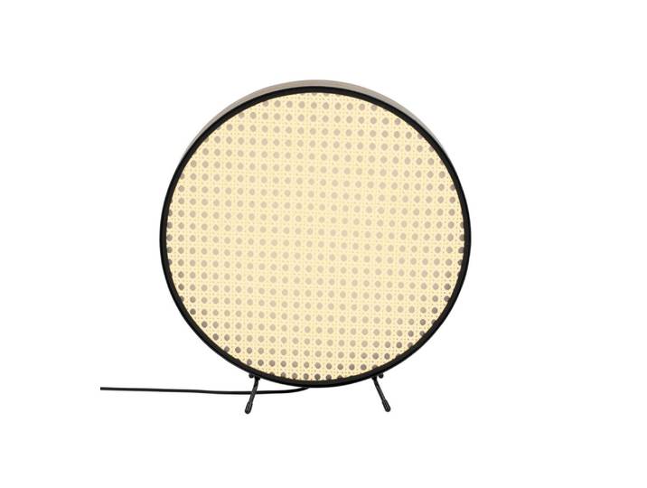 Lampe à poser avec cannage bois beige