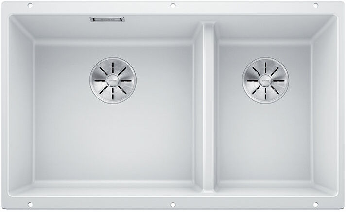Blanco Subline Double Bowl Undermount Kitchen Sink White 860mm L