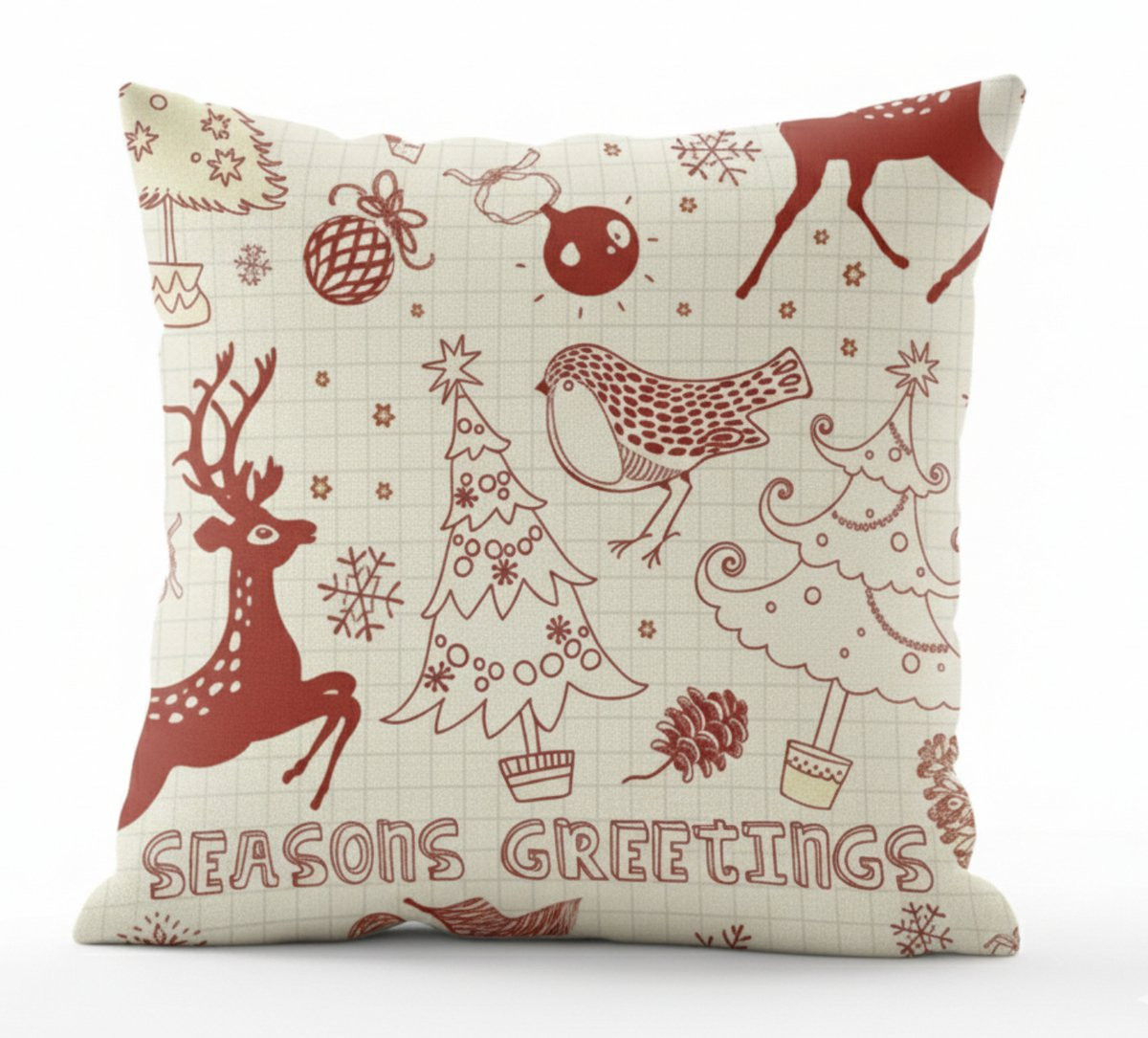 De Groen Home Velvet Kussenhoes Kerst Season Greetings - 50 x 50 cm
