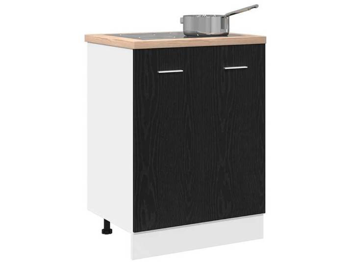 Décoratif - 1xMeuble Bas Vintage Meuble bas de cuisine Chêne Noir 60x46x81 5cm Bois Contreplaqué con9349004
