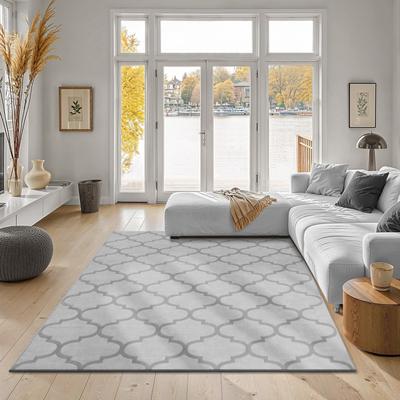 Teppich THE CARPET "Knight", grau, B:120cm H:12mm L:170cm, Polyester, Teppiche, Teppich, moderner Wohnzimmer Teppich elegant glänzender Flor