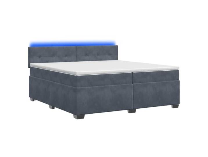 KTHLBRH Boxspringbett mit Matratze und LED, Dunkelgrau, 200 x 200 cm Verstellbares Kopfteil, Taschenfedern, USB-Anschluss, abnehmbare Abdeckungen, Holztechnik, Samt