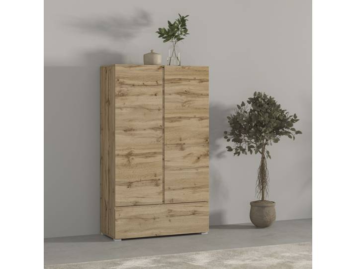 Mehrzweckschrank GOODPRODUCT Metric,Breite 89 cm, Highboard, Universalschrank, Garderobe , braun (wotan eiche), B:89cm H:150cm T:40cm, FSC-zertifizierter Holzwerkstoff, Melamin, Metall, Schränke, Mehrzweckschrank, Waescheschrank mit viel Stauraum, Einlegeböden verstellbar