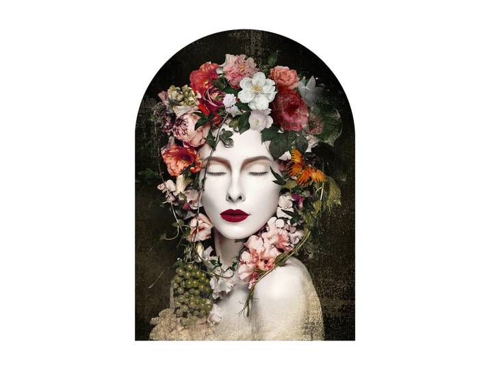 Glasbild, Weiß, Kunststoff, Glas, Papier, Frauen, halbrund, 70x100 cm, Made in EU, glänzend, Bilder & Rahmen, Bilder, Glasbilder