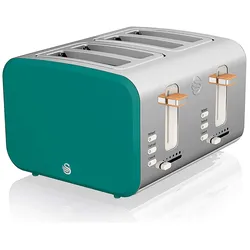 SWAN ST14620GRENEU Toaster Breitschlitz 4 Scheiben 3 Funktionen Design Nordic, Grün, 1500W