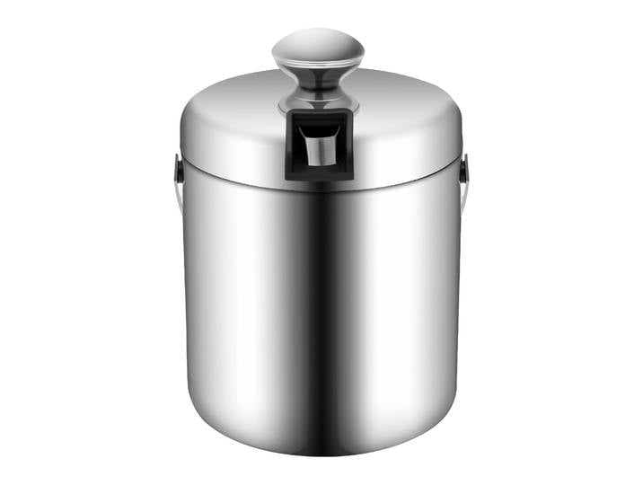 Seau à glace en acier inoxydable 304, 1,3 L, à double paroi isolée avec couvercle, pinces, passoire, refroidisseur portable pour boissons froides et vin